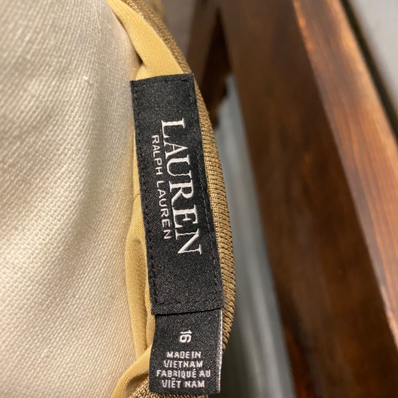 Lauren Ralph Lauren Gold Long Sleeve Ruched Sheath Dress Size 16 - Picture 11 of 14